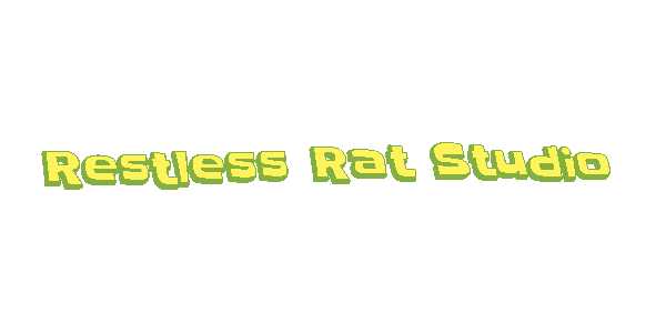 Animated text 'Restless Rat Studio'